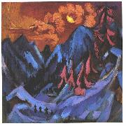 Ernst Ludwig Kirchner Winter moon landscape Germany oil painting artist